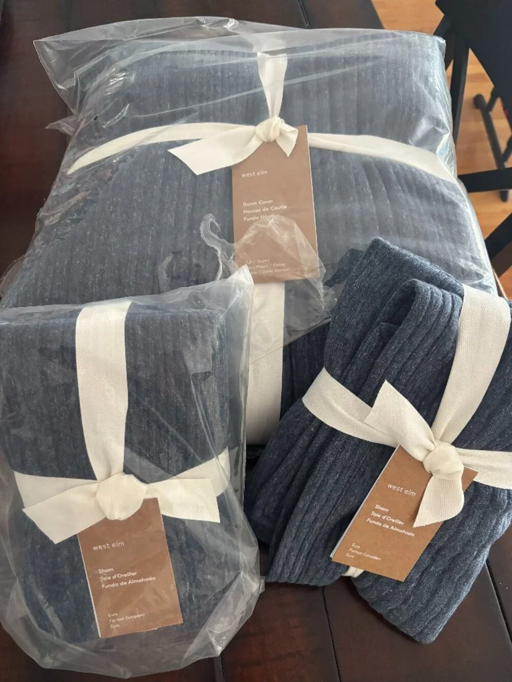 West Elm Cotton Cloud Jersey Duvet Full/Queen- Midnight Blue Color + 2 Euro Sham